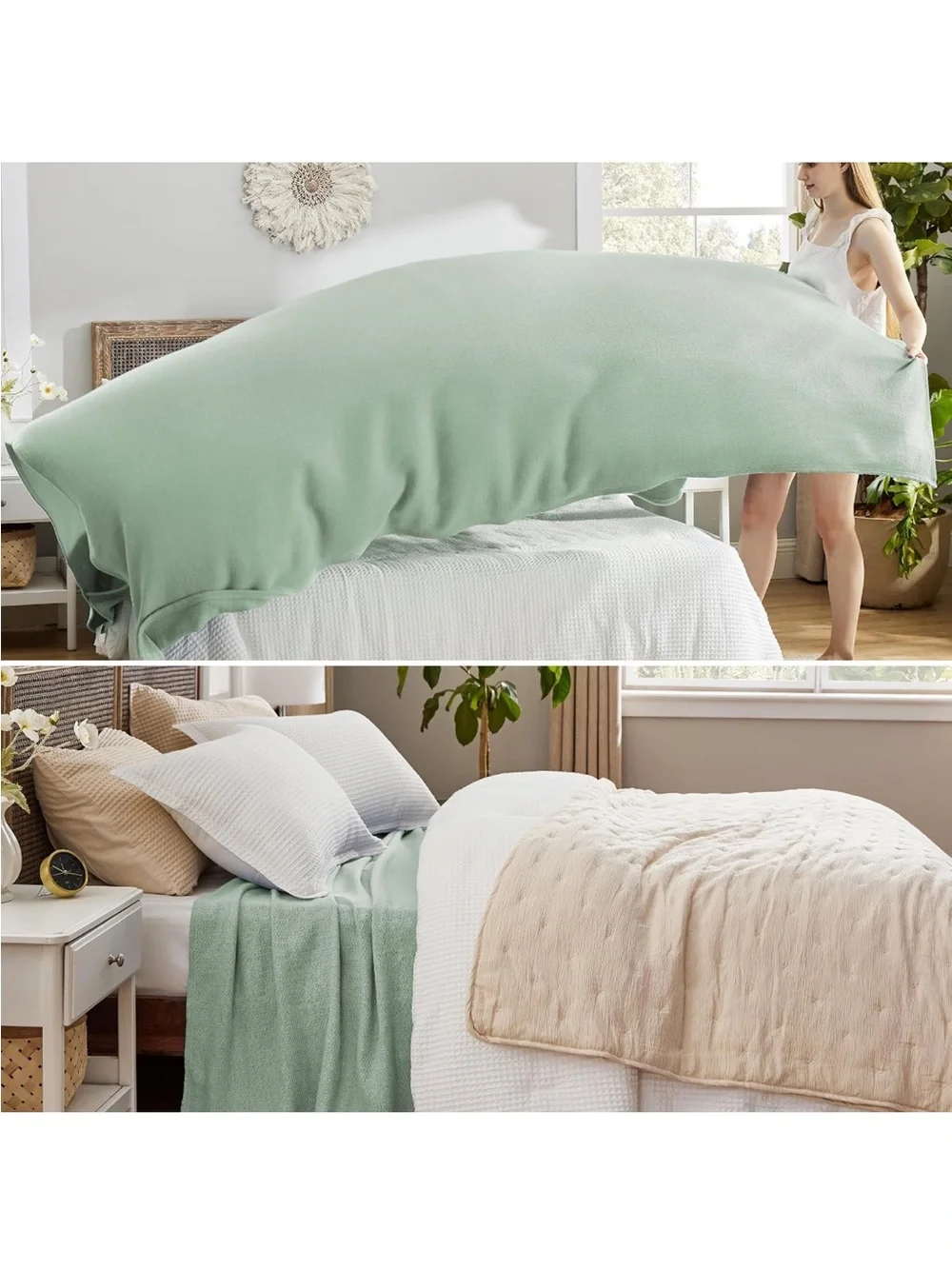 NEW Bedsure GentleSoft 100% Cotton Blanket. Breathable, Lightweight, Herringbone